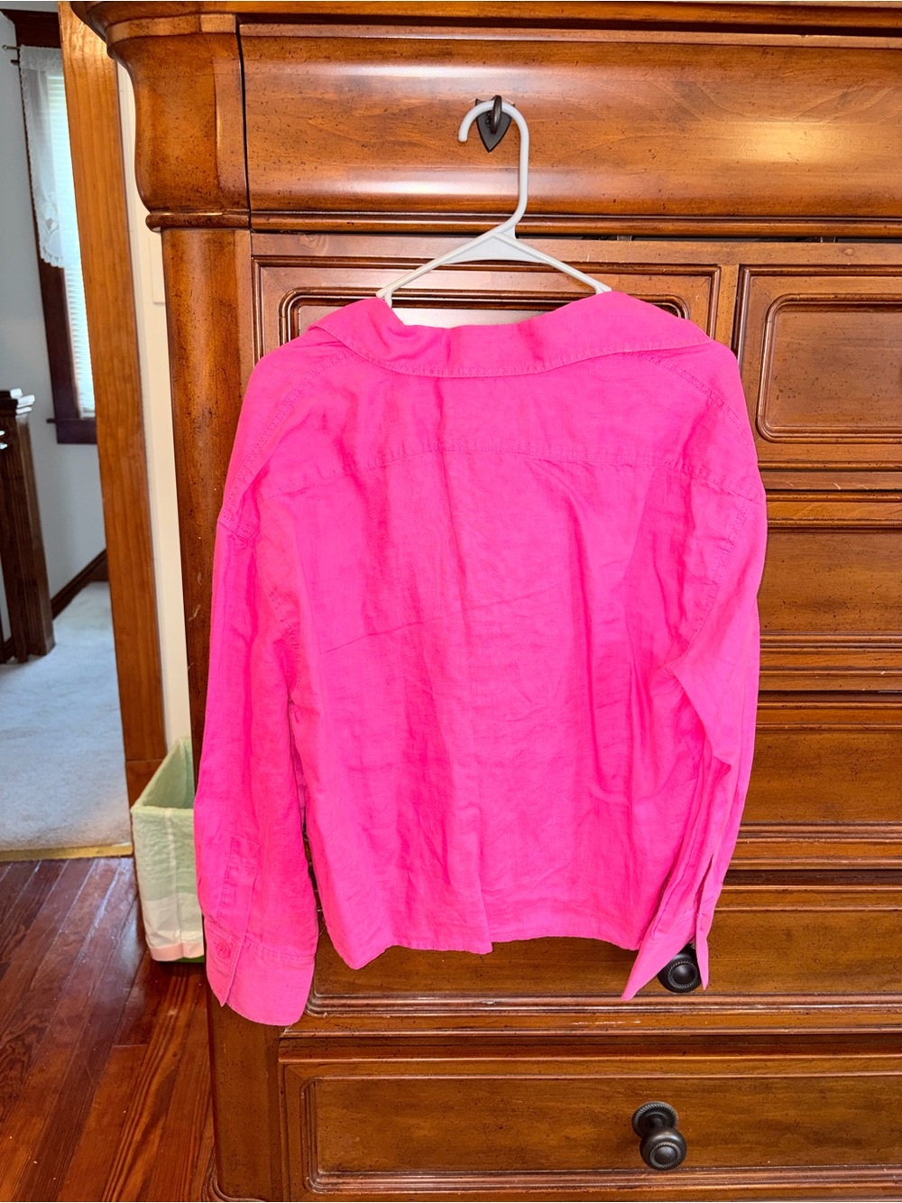 Zara Hot Pink 100% Linen Button Up Shirt Size M NWT - Picture 2 of 6